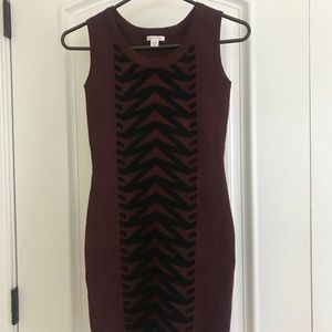 Maroon and Black Bodycon Dress